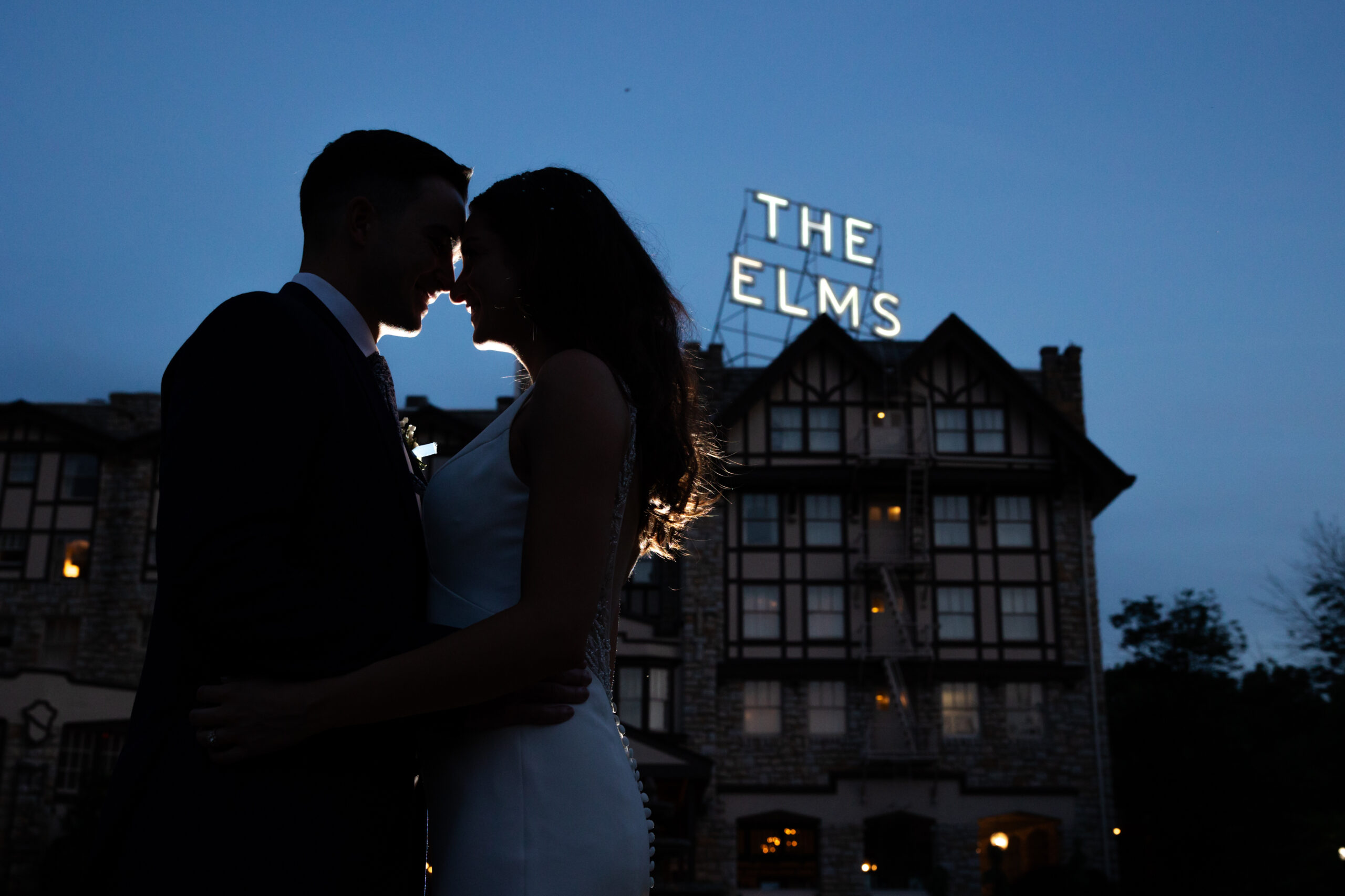 silhouette wedding portrait the Elms
